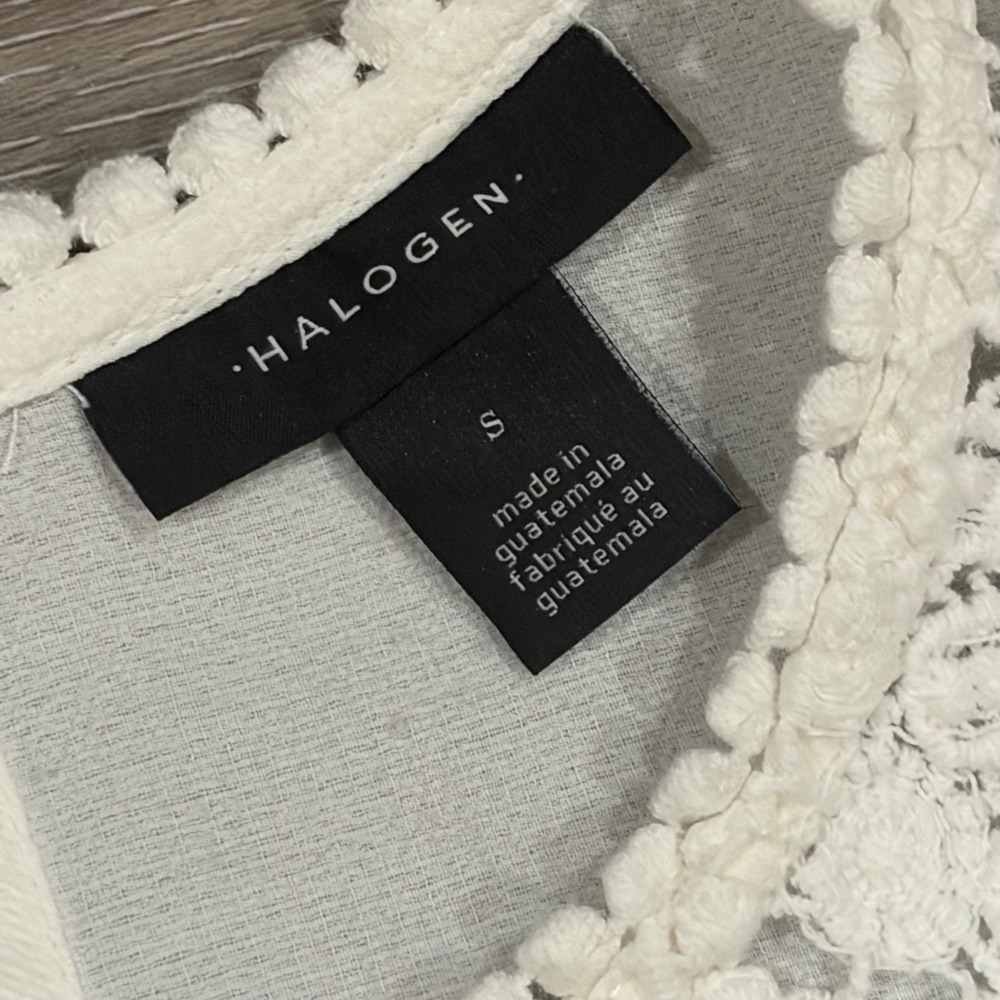 Halogen Womens White Crochet Lace Bib Sleeveless‎ Blouse Top Size S - Picture 2 of 5
